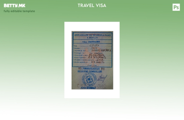 Шаблон за виза за печат на Буркина Фасо во модерен стил